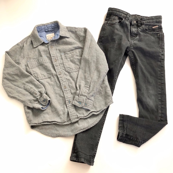 ZARA /& PLACE BOYS 2PC BLACK OUTFIT SWEATER /& CORDUROY DRESS SLIM PANTS SIZE 7-8Y